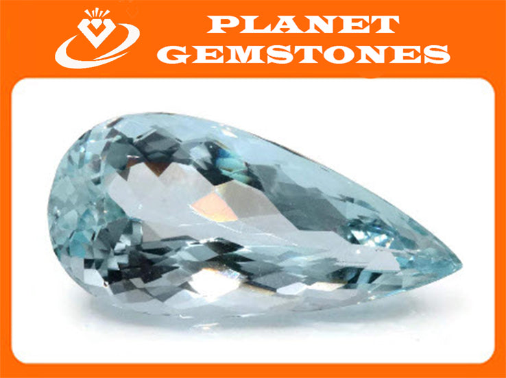 Natural Aquamarine 22x10mm March Birthstone DIY Jewelry Supplies Aquamarine Gemstone Blue Aquamarine Genuine Aquamarine-Aquamarine-Planet Gemstones