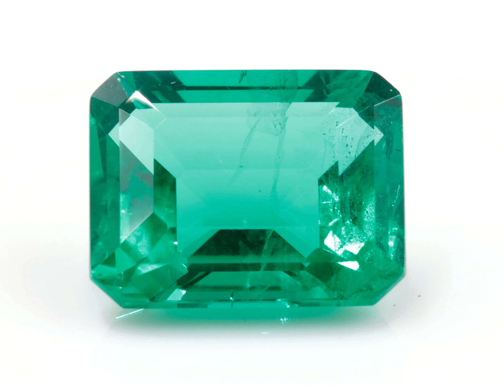 Created Emerald Loose Emerald May Birthstone Faceted Created Emerald Emerald Gemstone Emerald Green Emerald cut 10x8mm 3.24ct SKU:114544-Emerald-Planet Gemstones