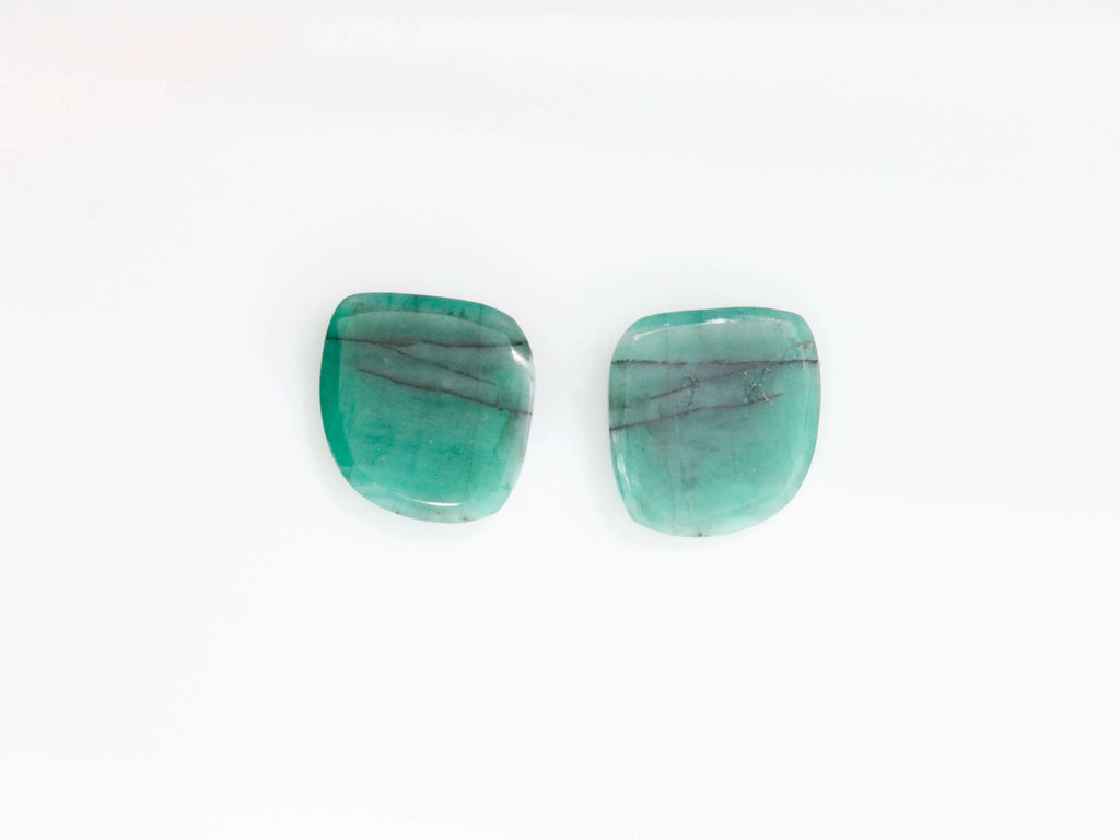 Emerald Slice Rose Cut Pair-Emerald-Planet Gemstones