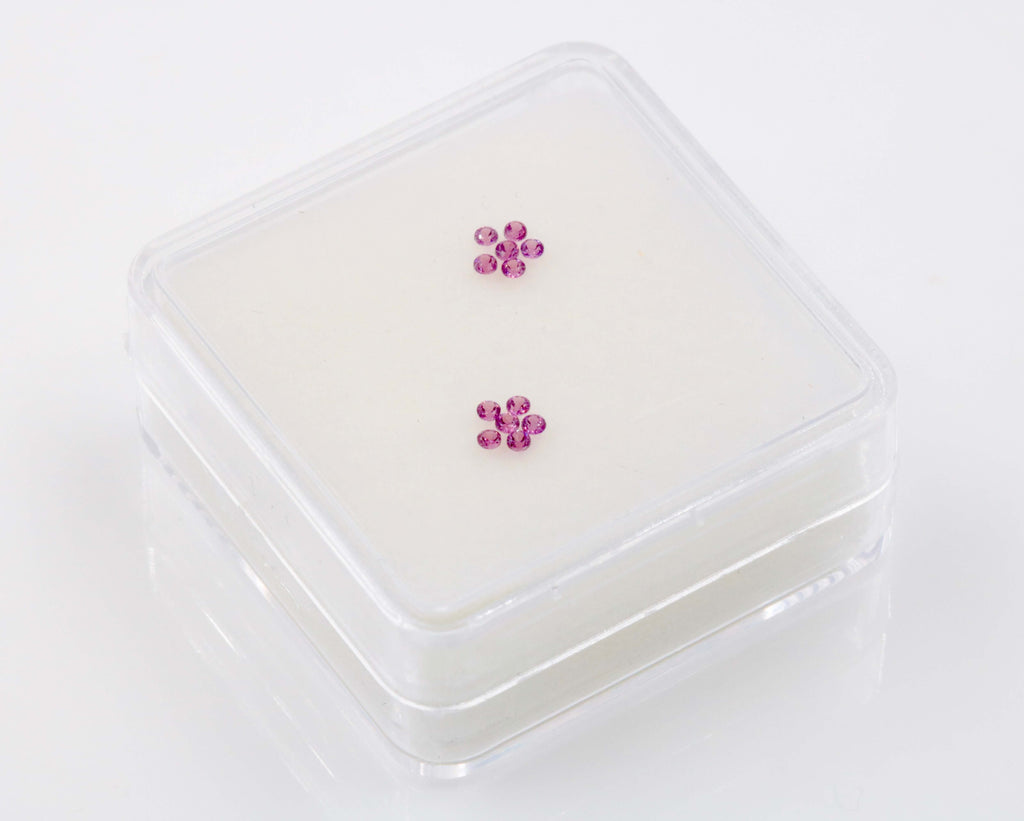 Natural Garnet January Birthstone Rhodolite Garnet gemstone Rhodolite MELEE Garnet, Faceted Round 12PCS SET 1.5mm 0.20cts SKU:114651-Rhodolite-Planet Gemstones