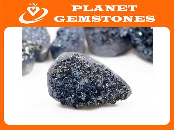 Natural Druzy Gemstone druzy stone loose gemstone druzy stone druzy cabochon Druzy Black Stone 23x14mm DIY Jewelry 7983 DIY Jewelry Supplies-Planet Gemstones