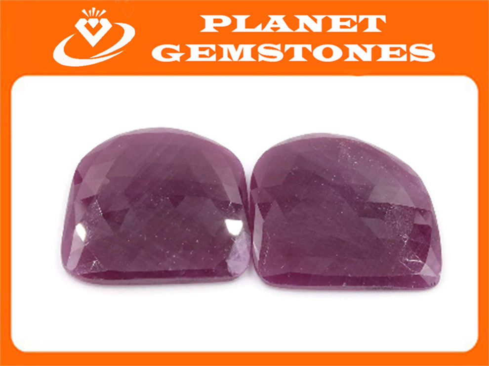 Natural Ruby DIY Jewelry Supply Ruby July Birthstone Rose Cut Ruby Gemstone Genuine Ruby Ruby pair 67.4ct 26mm Ruby Rose cut-Ruby-Planet Gemstones