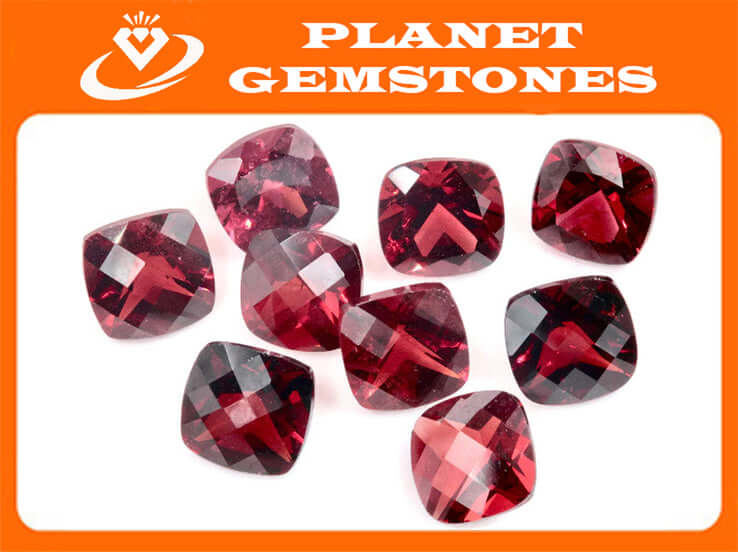 Garnet | Natural Garnet | January Birthstone | Faceted Garnet loose gemstone | Mozambique Garnet Cushion 7x7mm 1.80ct DIY Jewelry-Planet Gemstones