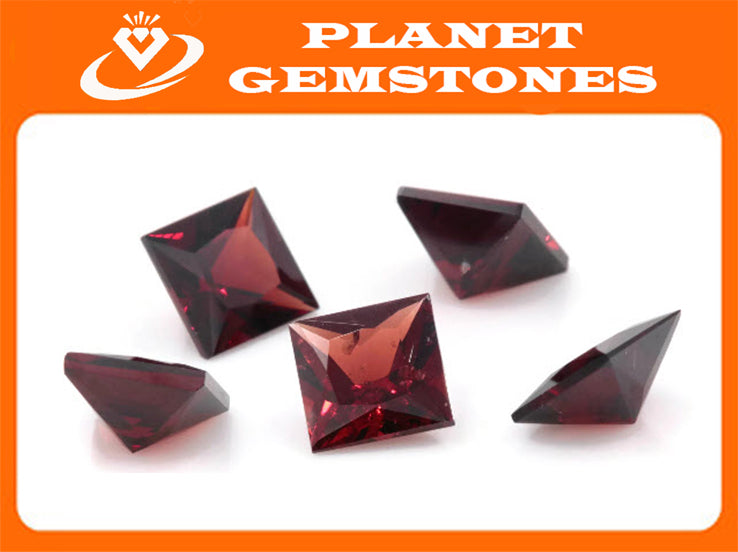 Red Garnet Square 6mm-Planet Gemstones