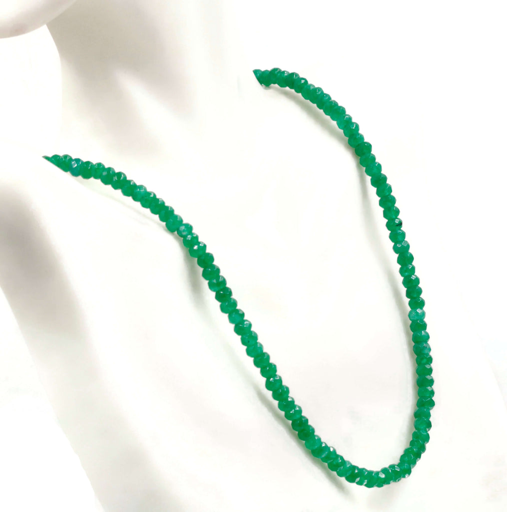 Natural Green Emerald Quartz gemstone Necklace Emerald Green Quartz Jewelry Emerald stone Necklace Green RD Necklace Emerald Beads SKU: 6142170,6142171-Emerald-Planet Gemstones
