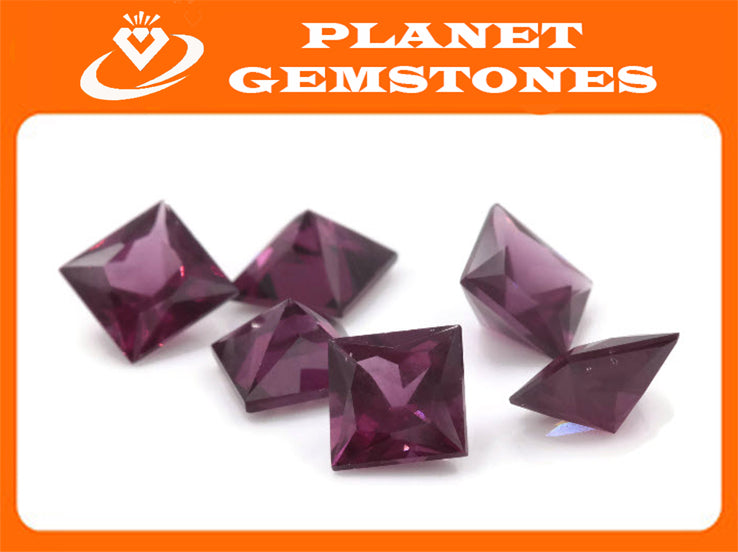 Natural Red Garnet 7mm Square 2.15ct January Birthstone Faceted Garnet gemstone DIY Red Garnet gemstone-Planet Gemstones
