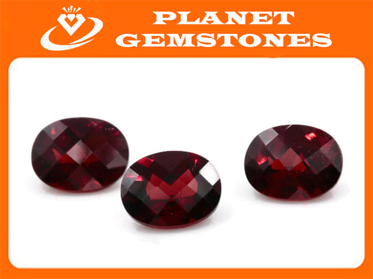 Natural Checkered Red Garnet 8x6mm OV 2.43ct January Birthstone Faceted Garnet gemstone DIY Red Garnet gemstone-Planet Gemstones