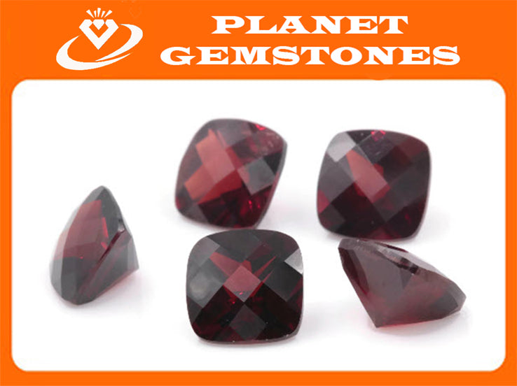 Natural Checkered Red Garnet 8mm Cus 2.86ct January Birthstone Faceted Garnet gemstone DIY Red Garnet gemstone-Planet Gemstones