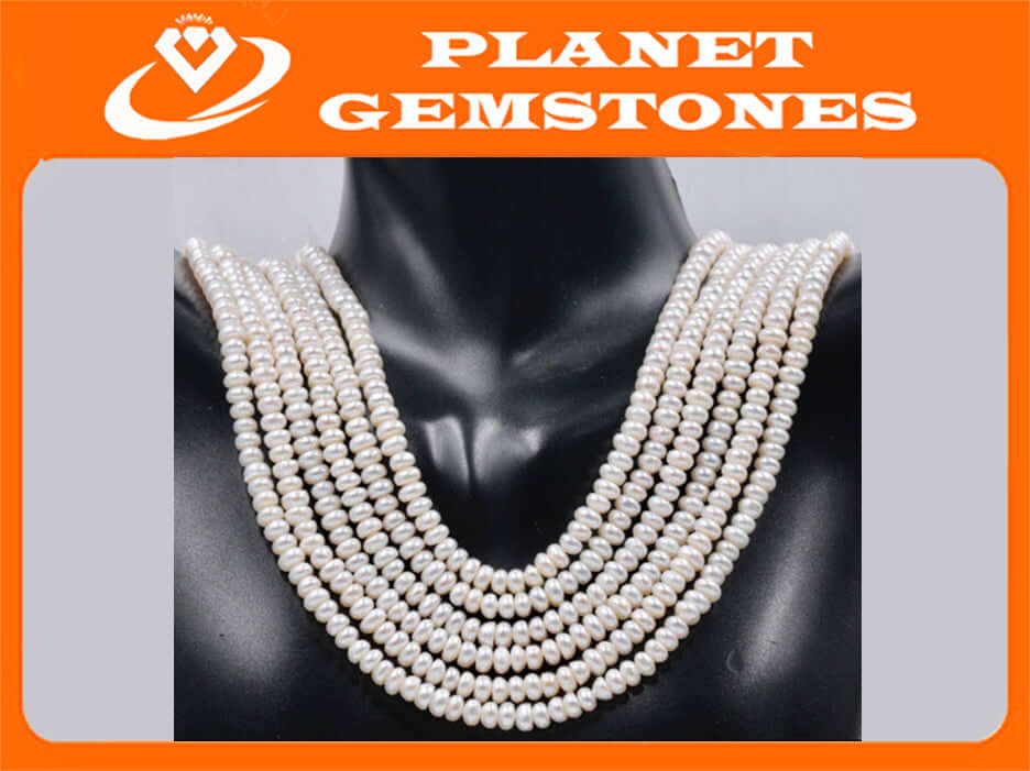 Fresh Water Pearls Real pearl necklace Cultured pearls Small pearl Necklace Natural white pearl Bulk Pearl 16" long SKU:113252-Planet Gemstones