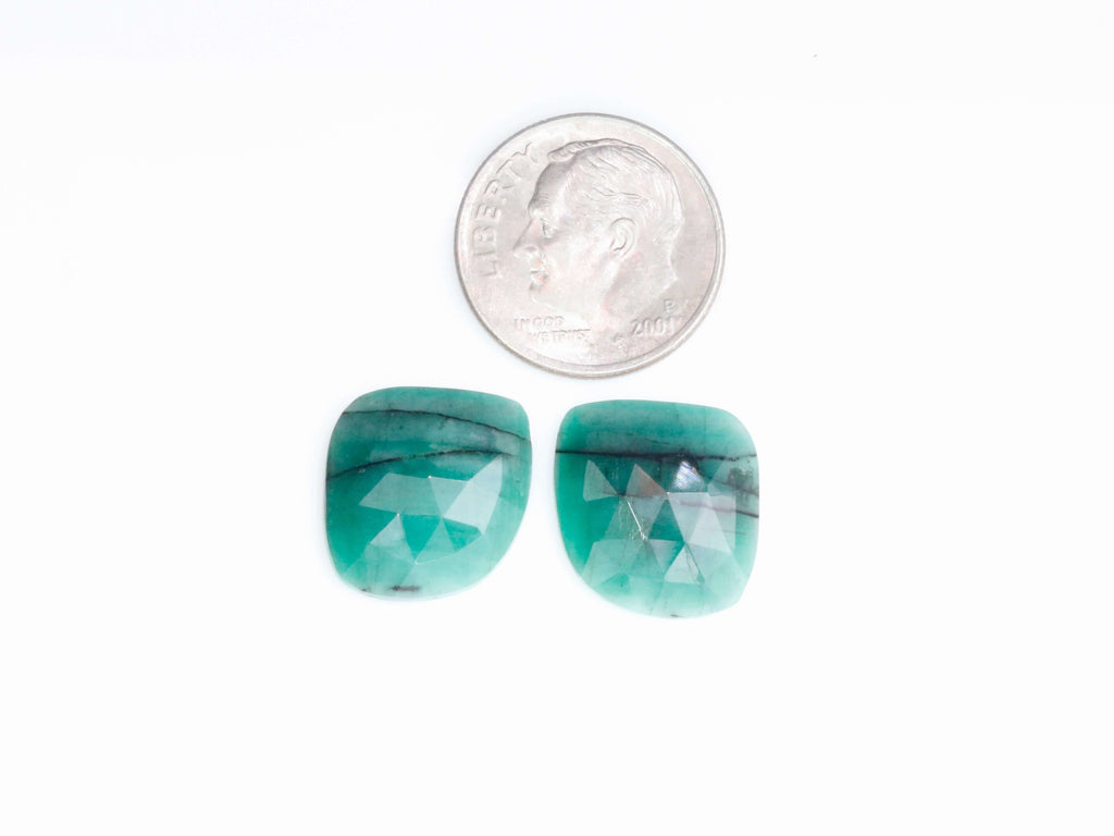 Emerald Slice Rose Cut Pair-Emerald-Planet Gemstones