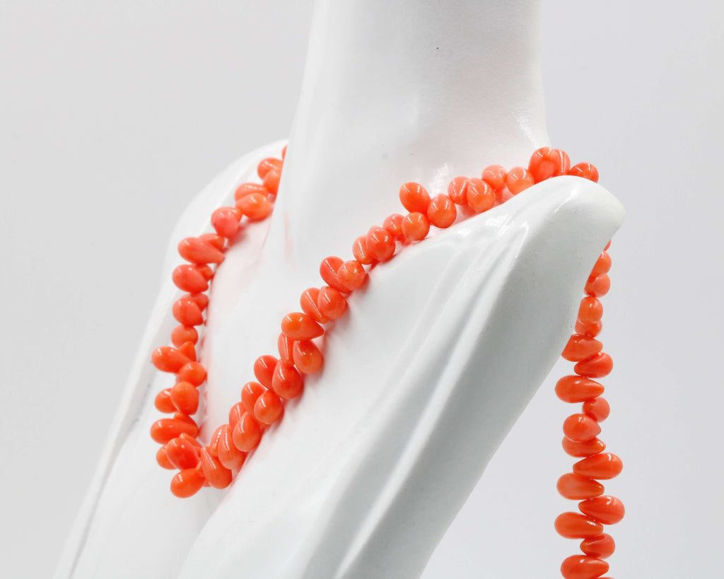 Natural Coral Beads Coral Italian Coral beads Pink Coral Beads Antique Coral Beads Natural Orange Coral Bead Necklace 18 inch SKU: 6142605-Coral-Planet Gemstones