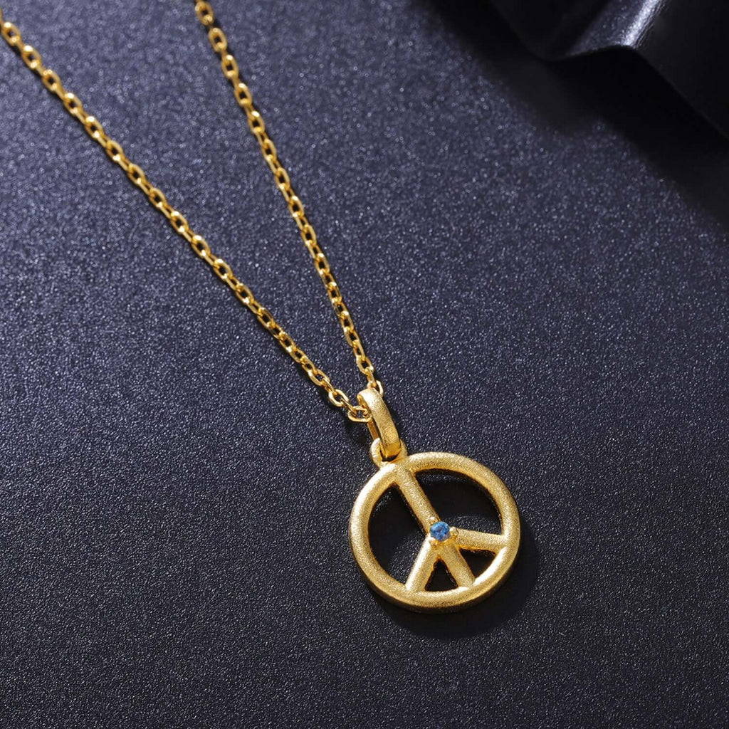 Natural Alexandrite charms necklace with peace sign-Charms Jewelry-Planet Gemstones