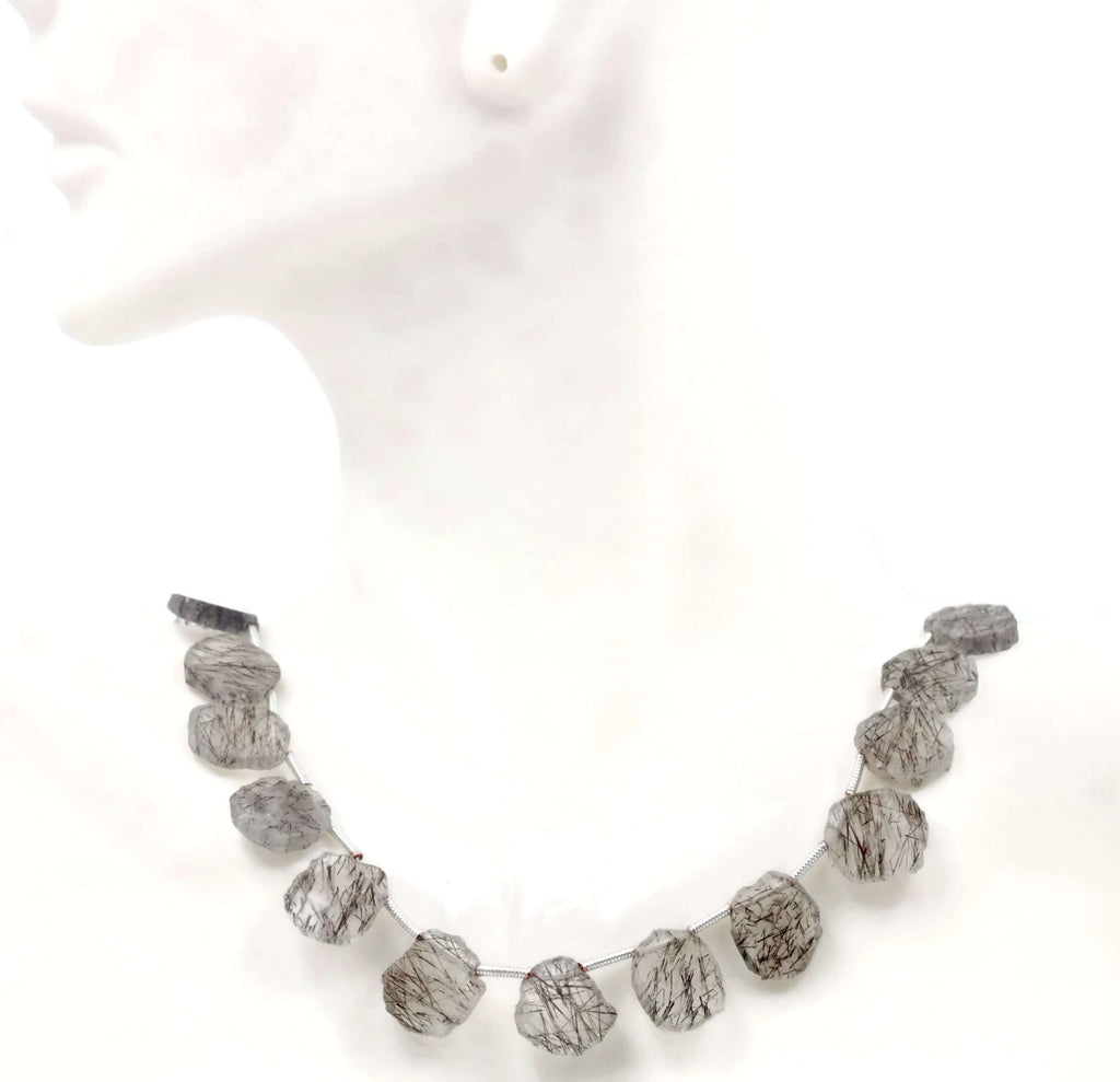 Black Rutile, fancy Shape, 4-8 Inches, Rutile Quartz Gems Superb Quality Beautiful Item Black Rutile Loose Beads SKU:108586,108587-QUARTZ-Planet Gemstones