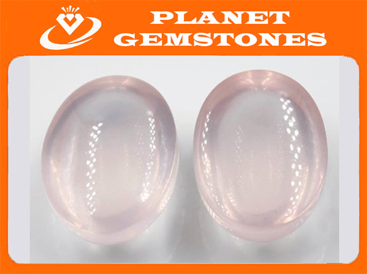 Natural Rose Quartz Gemstone Rose Quartz Stones Pink Quartz Stone QUARTZ pair, oval cabochon, 14x10mm, 15ct DIY Jewelry SKU:113049-Planet Gemstones