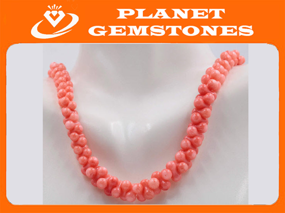 Natural Coral Beads Coral Necklace Italian Coral beads Red Coral Beads Coral Beads Orange Coral Beads Coral Bead Necklace 16" SKU: 113151-Planet Gemstones