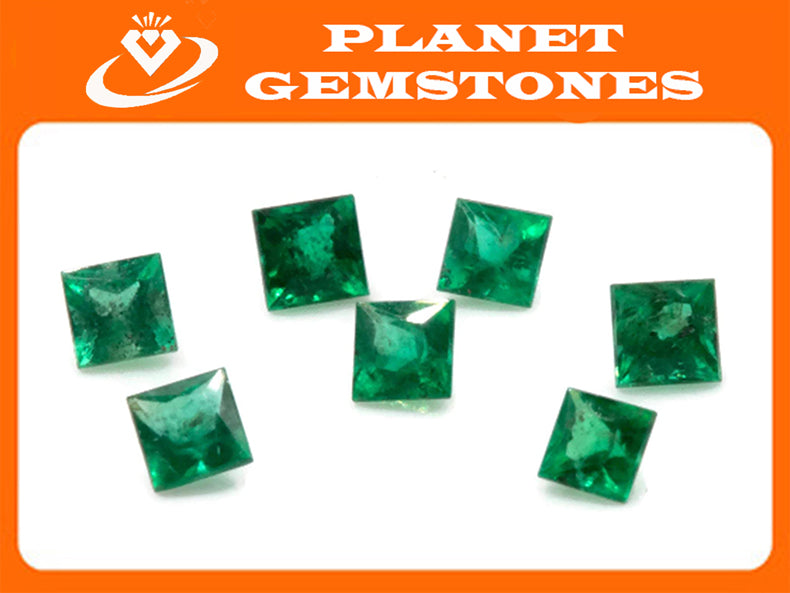 Natural Emerald May Birthstone Zambian Emerald square Emerald Gemstone Diy Jewelry Supplies DIY Jewelry 0.15ct 3mm Emerald Green-Emerald-Planet Gemstones