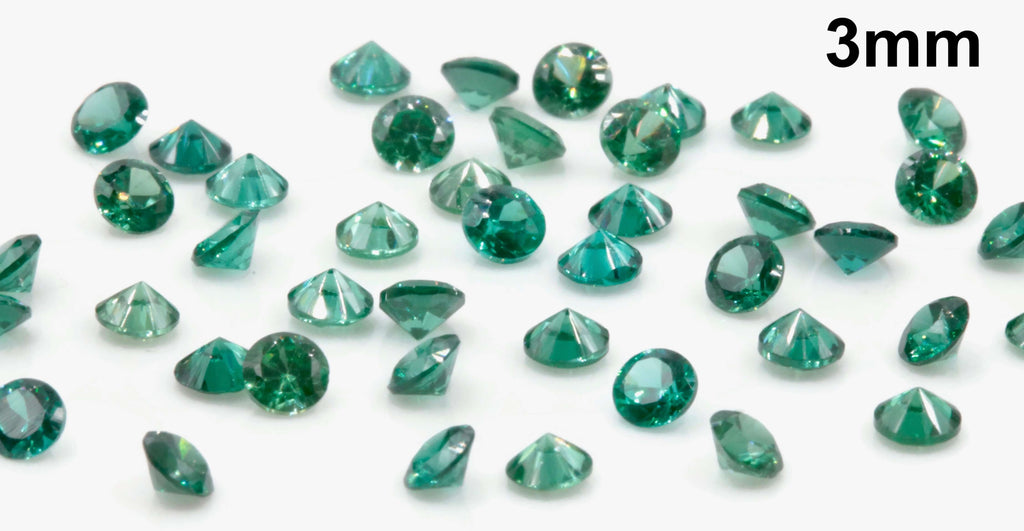Green Cubic Zirconia round 50PCS-cubic zirconia-Planet Gemstones