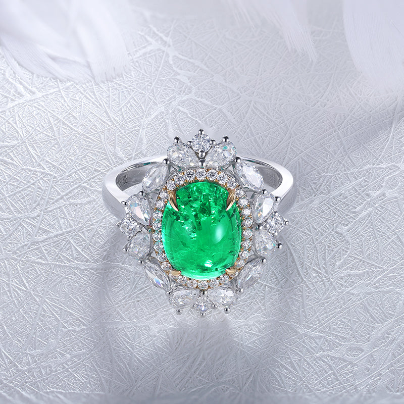 Women's luxury cocktail ring with colombian emerald and jewelems diamond-Planet Gemstones