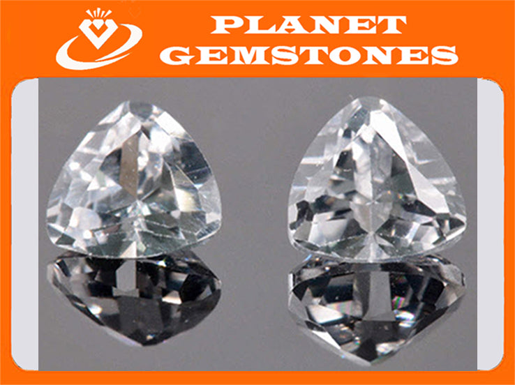 White Created Sapphire 1.25ct Sapphire Gemstone Faceted Sapphire Loose Stone September Birthstone White Sapphire TRI 5mm SKU:12870-Planet Gemstones
