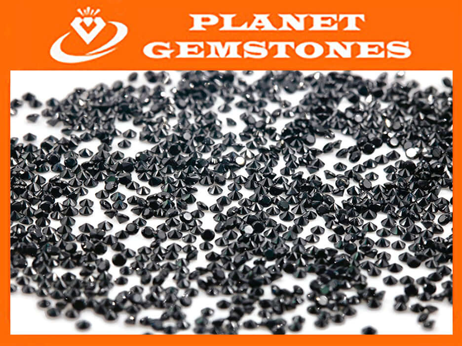 Natural Black Spinel August Birthstone Black Spinel gemstone Black Spinel MELEE, Faceted Round 12PCS SET 1.5mm 0.20cts SKU:114648-Spinel-Planet Gemstones