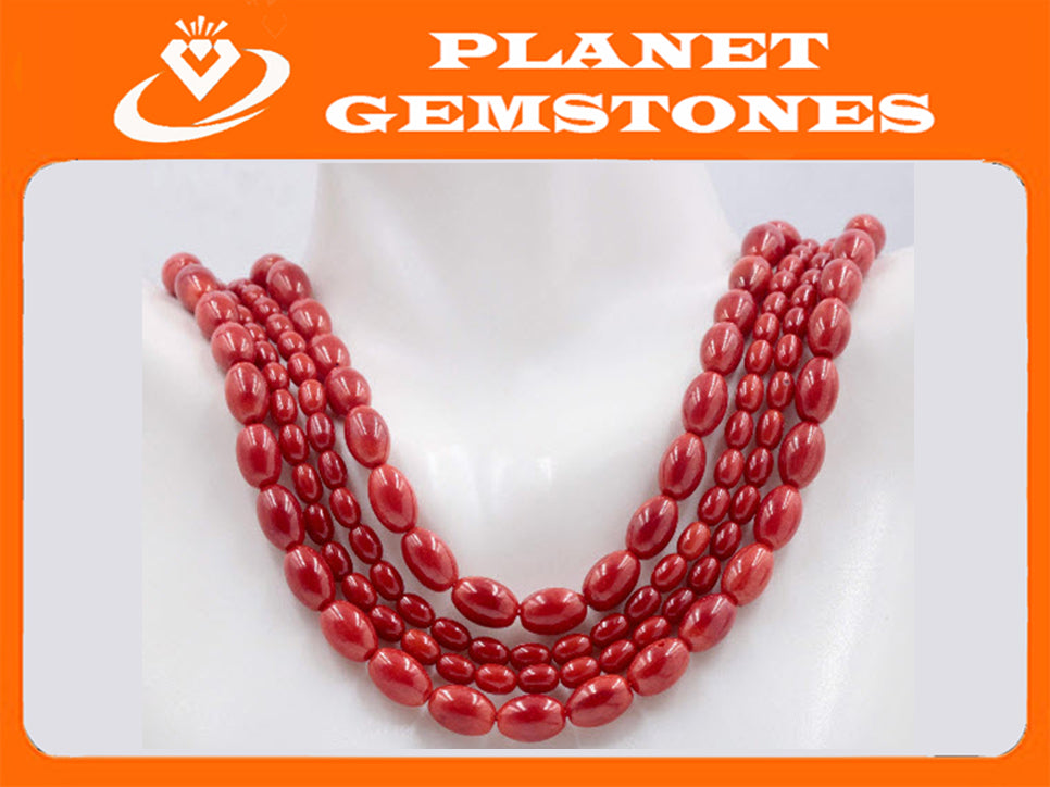 Natural Coral Beads Coral Necklace Italian Coral beads Red Coral Beads Coral Beads Red Coral Beads Coral Bead Necklace 16" 6x5mm SKU:113164-Planet Gemstones