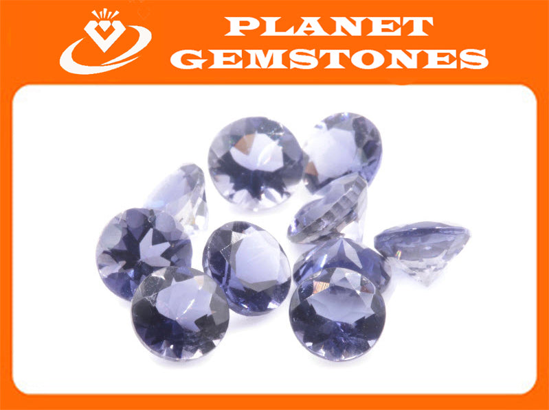 Natural Iolite Gemstone Faceted Iolite Stone Iolite Round Loose Iolite Vettrigemsusa 5mm Iolite Loose Stone DIY Jewelry Supplies 0.41ct-Planet Gemstones