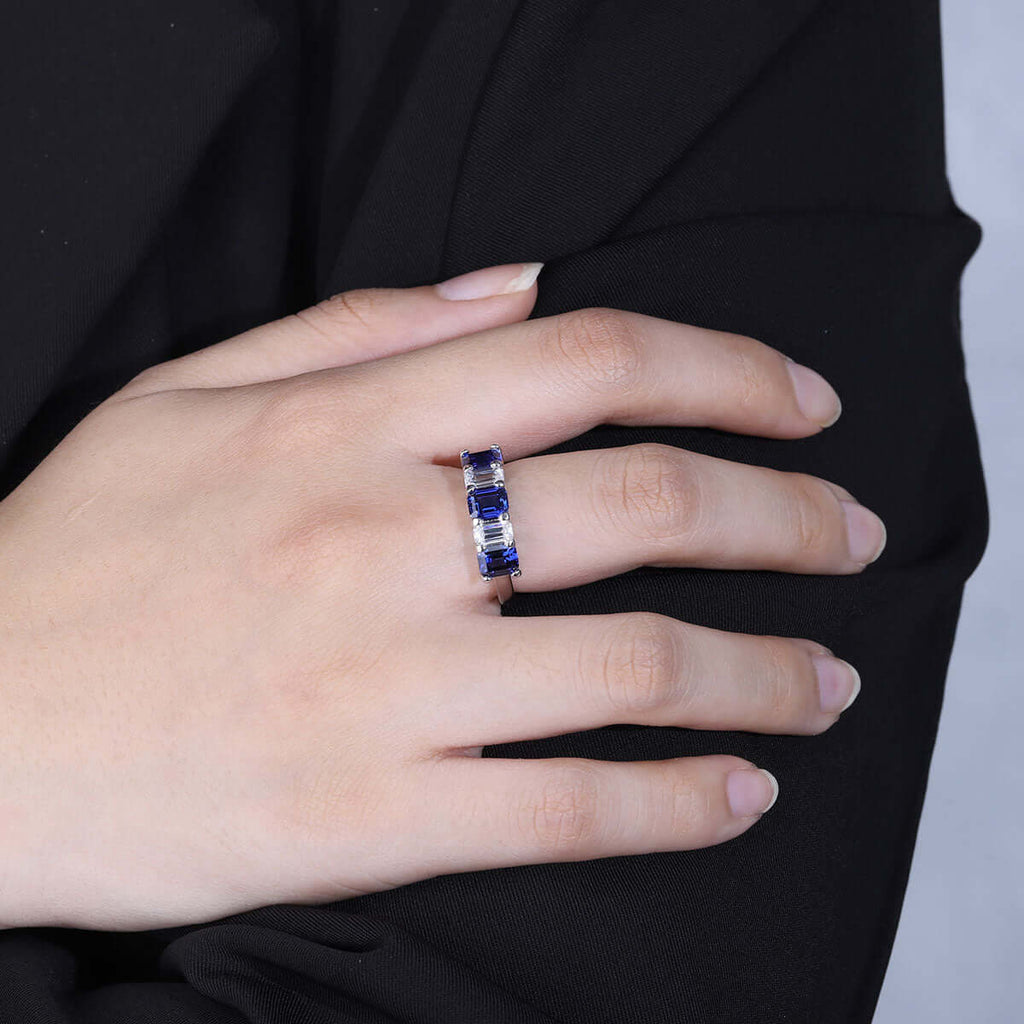 Sapphire semi-band ring for women