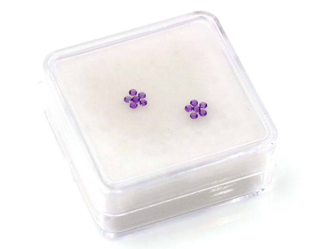 Natural Amethyst February Birthstone Amethyst gemstone Amethyst MELEE, Faceted Round 12PCS SET 1.5mm 0.20cts SKU:114646-AMETHYST-Planet Gemstones