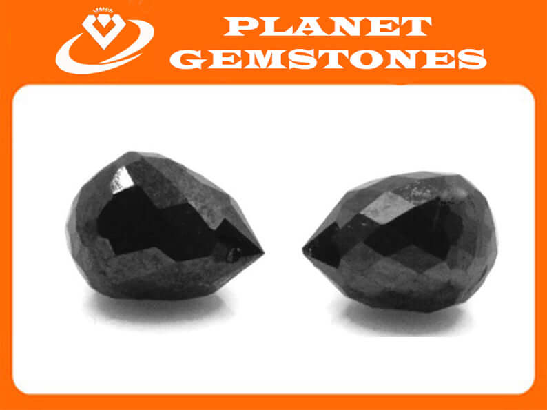 Black Diamond Diamond Briolette Black Diamond Beads Black Diamond Drops Natural Black Diamond For April Beads 5X3MM 1.20CT PAIR-Planet Gemstones