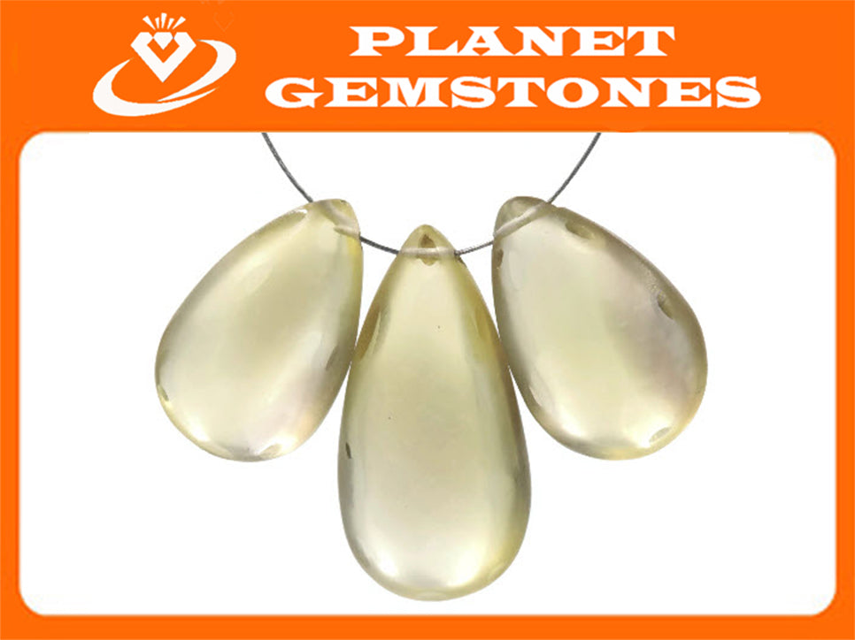 Natural Quartz Lemon Quartz Green Apple Quartz DIY Jewelry Supply Quartz Beads Quartz Champagne Quartz Apple Quartz Drops, 34.14 ct,-Planet Gemstones