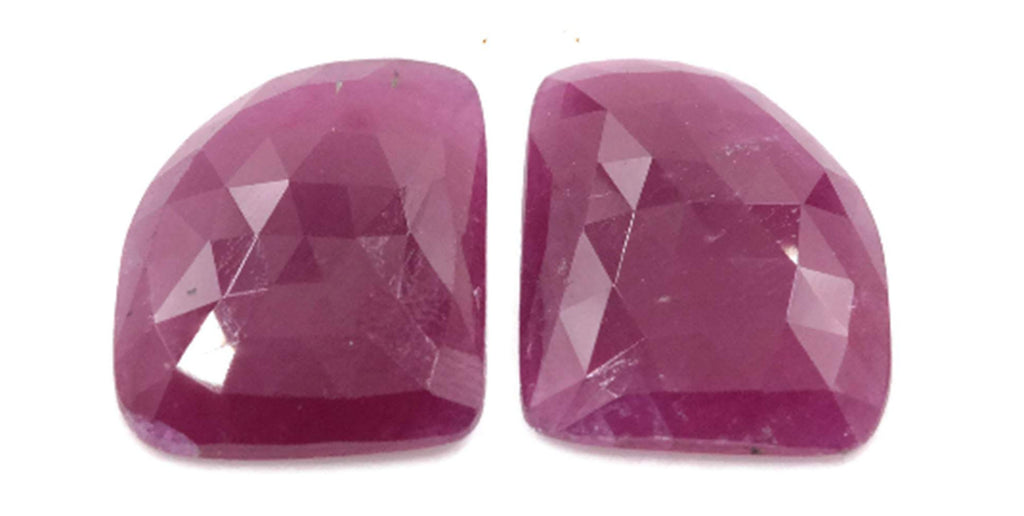 Natural Ruby DIY Jewelry Supply Ruby July Birthstone Rose Cut Ruby Gemstone Genuine Ruby Ruby pair 19.65 ct 17x13.5 mm Ruby Rose cut-Ruby-Planet Gemstones