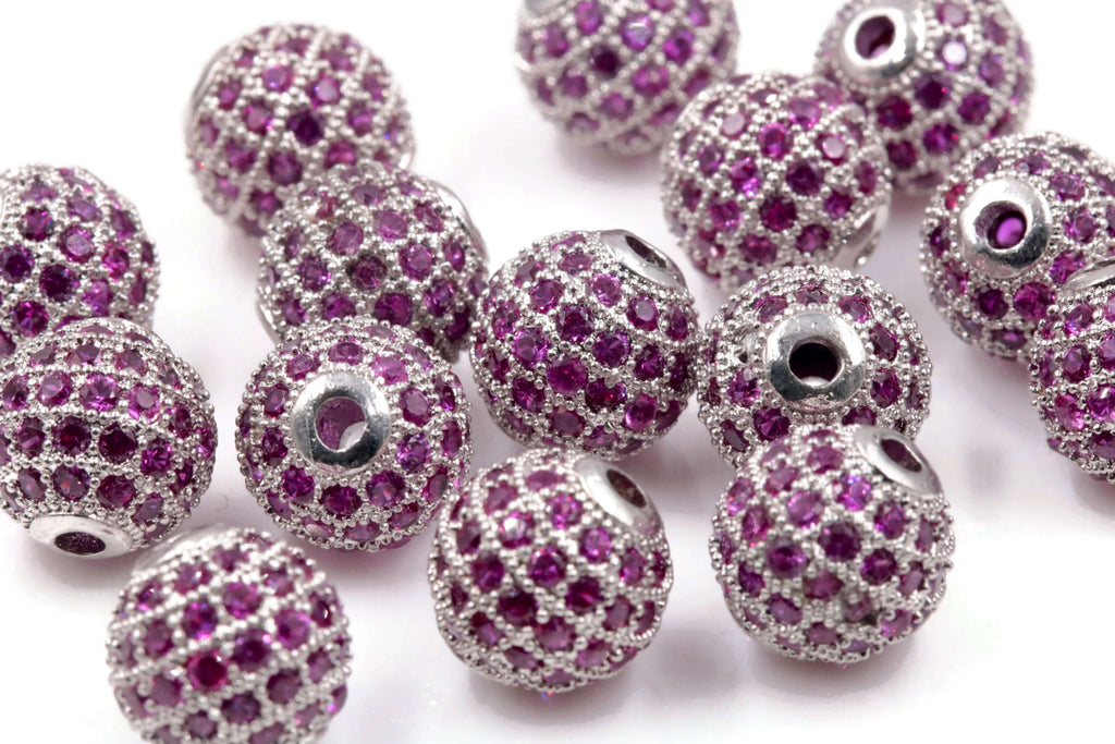 Micro Pave Beads Pave beads Round shape beads blue cz beads green cz beads red cz beads color Cz micro pave Round Shape 10mm SKU:6142282-Beads-Planet Gemstones