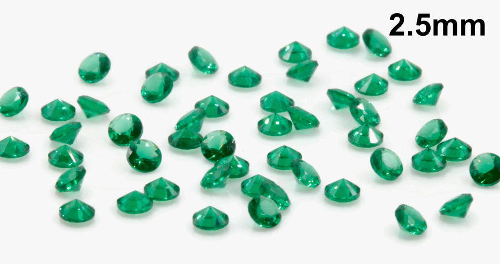 Green Cubic Zirconia round 50PCS-cubic zirconia-Planet Gemstones