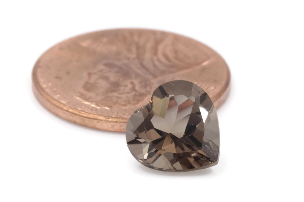 Natural Quartz Natural Smoky Quartz Smoky Vintage Quartz DIY Jewelry Loose Stone Smoky Quartz heart 9mm 2ct SKU:107300-QUARTZ-Planet Gemstones