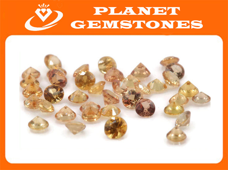 Natural sapphire Orange Sapphire Melee Sapphire Gemstone Faceted Sapphire loose sapphire DIY Jewelry 5 PCS SET Round 2mm 0.24ct-Planet Gemstones