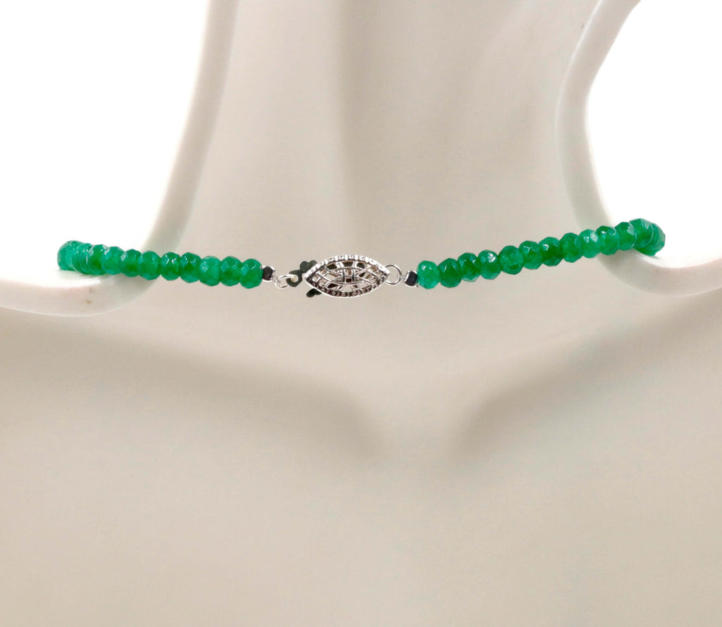 Natural Green Emerald Quartz gemstone Necklace Emerald Green Quartz Jewelry Emerald stone Necklace Green RD Necklace Emerald Beads SKU: 6142170,6142171-Emerald-Planet Gemstones
