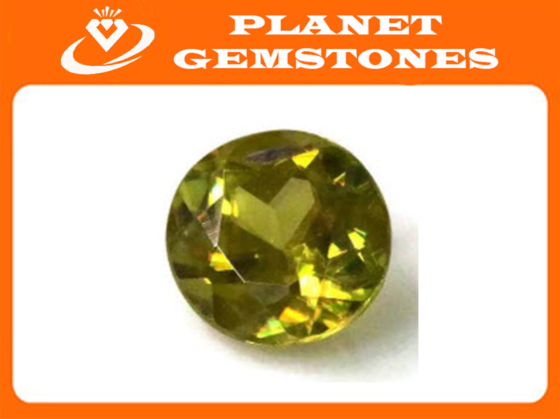 Natural Sphene Titanite Sphene Green Sphene Titanite Sphene Gemstone Green Titanite Faceted Sphene 7mm Round Sphene Loose Stone 1.50ct-Planet Gemstones