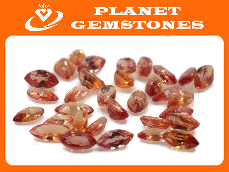 Natural sapphire Orange Sapphire Melee Sapphire Gemstone Faceted Sapphire loose sapphire gift for her DIY Jewelry 5 PCS SET 4x2mm 0.54ct-Planet Gemstones
