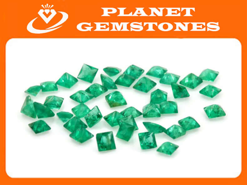 Emerald Natural Emerald May Birthstone Zambian Emerald square Emerald Gemstone Jewelry Supplies DIY Jewelry 0.12ct 2.25mm Emerald Green 2PCS-Emerald-Planet Gemstones