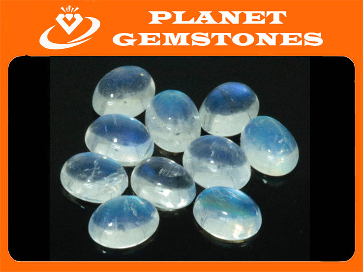Moonstone cabs 9x7mm-Planet Gemstones
