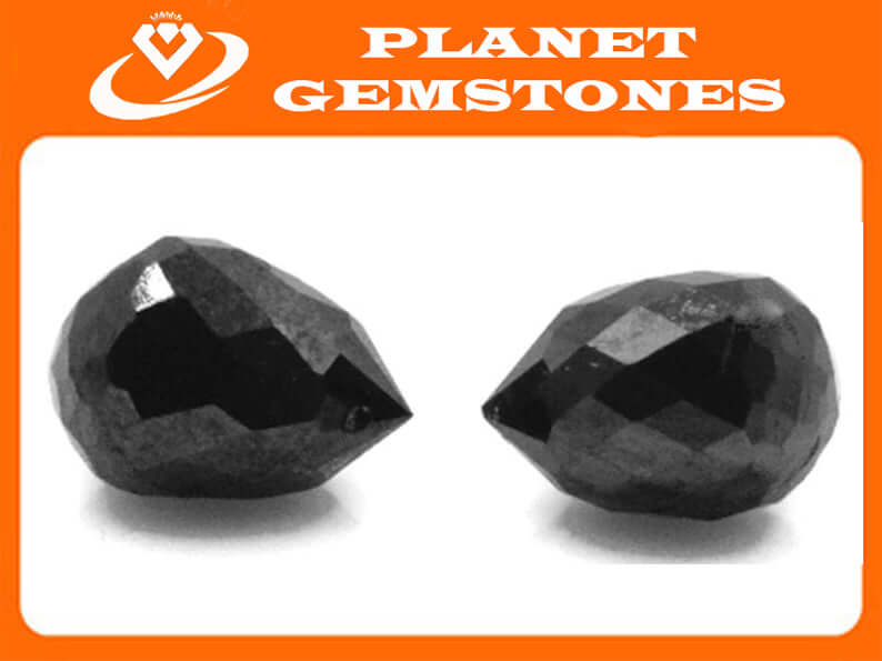 Black Diamond Diamond Briolette Black Diamond Beads Black Diamond Drops Natural Black Diamond For April Beads 4X3MM 1.22CT PAIR-Planet Gemstones