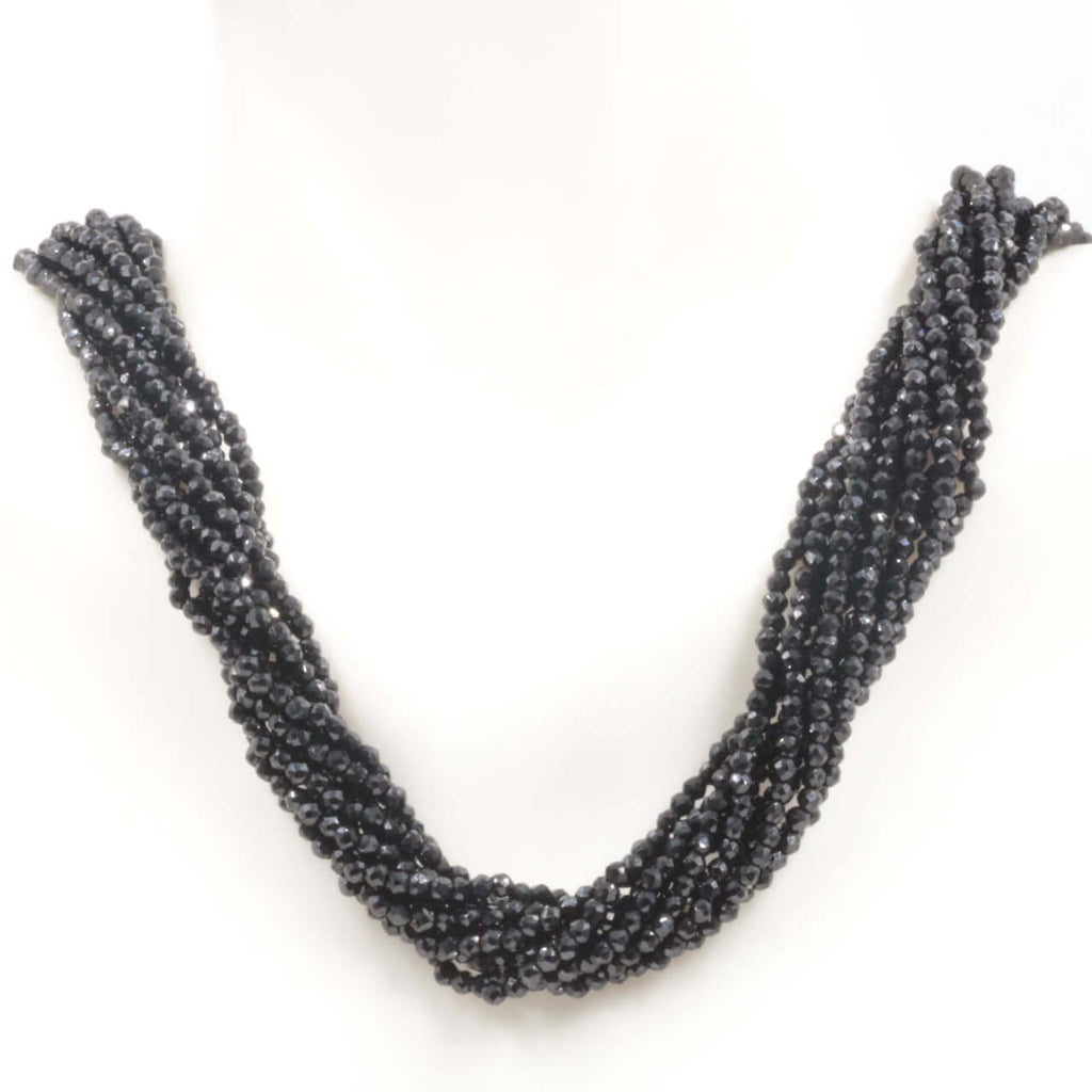 BLACK Spinel Beads Black Beads Necklace Spinel Beads BLACK Spinel Necklace Necklace for Women April Necklace 16Inch+2inch SKU:6142501-necklace-Planet Gemstones