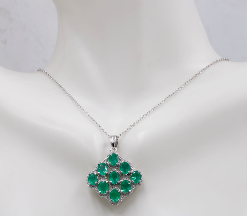 Natural Emerald Emerald Pendant Necklace SKU:6142034-Emerald-Planet Gemstones