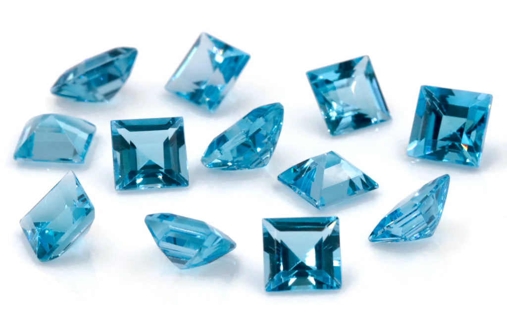 Natural Blue Topaz Gemstone Genuine Blue Topaz Faceted November Birthstone Blue Topaz Swiss Blue Topaz Square 7mm 2.03cts SKU:114489-Blue Topaz-Planet Gemstones