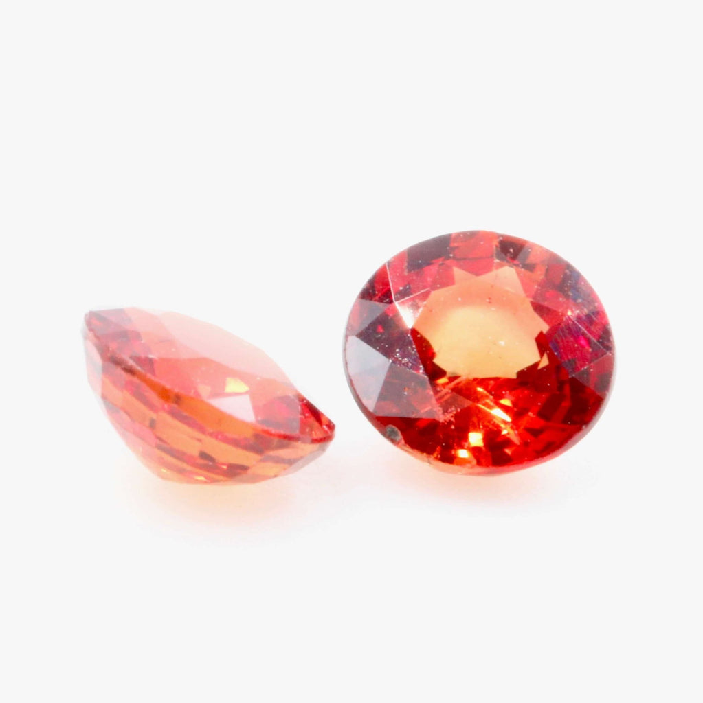 Orange Sapphire Pair Sapphire Pair Loose Gemstone Loose Sapphire Gemstone Loose Orange Sapphire Gemstone Faceted Round Sapphire Gemstone Pair SKU 112135-Ruby-Planet Gemstones