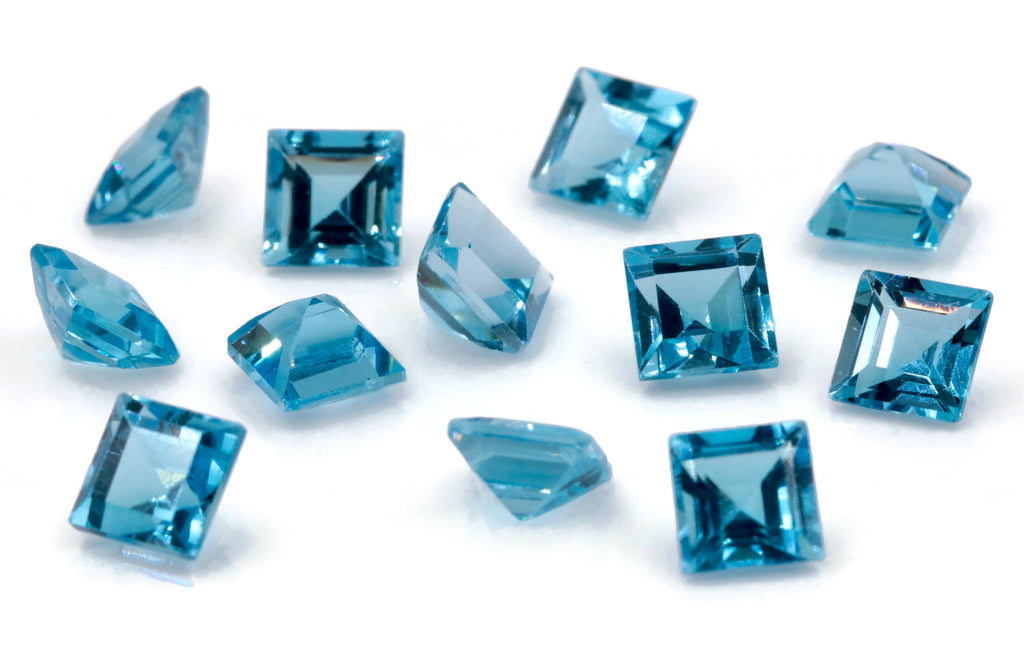 Natural Blue Topaz Gemstone Genuine Blue Topaz Faceted November Birthstone Blue Topaz Swiss Blue Topaz Square 6mm 1.75cts SKU:114490-Blue Topaz-Planet Gemstones