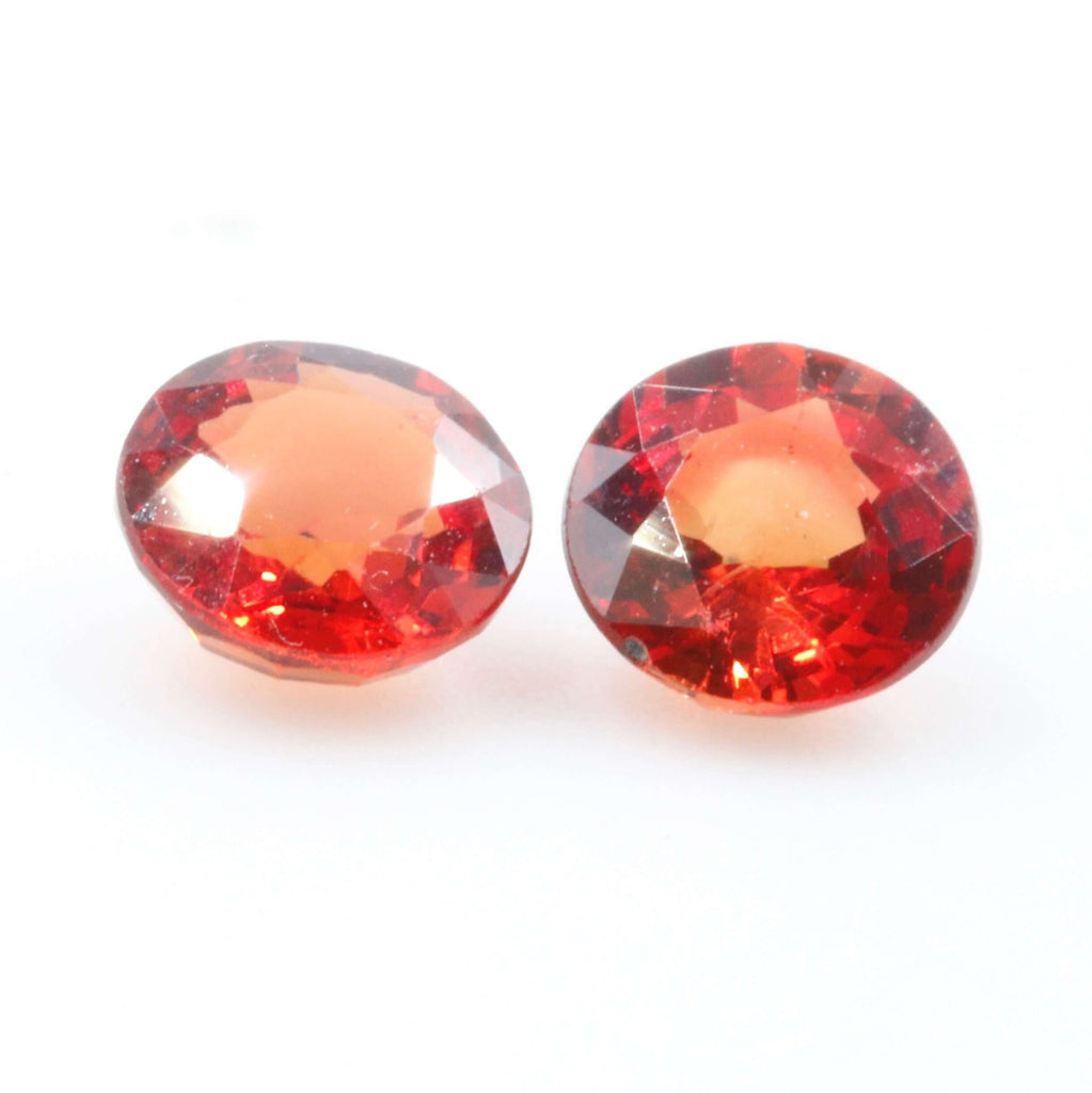 Orange Sapphire Pair Sapphire Pair Loose Gemstone Loose Sapphire Gemstone Loose Orange Sapphire Gemstone Faceted Round Sapphire Gemstone Pair SKU 112135-Ruby-Planet Gemstones