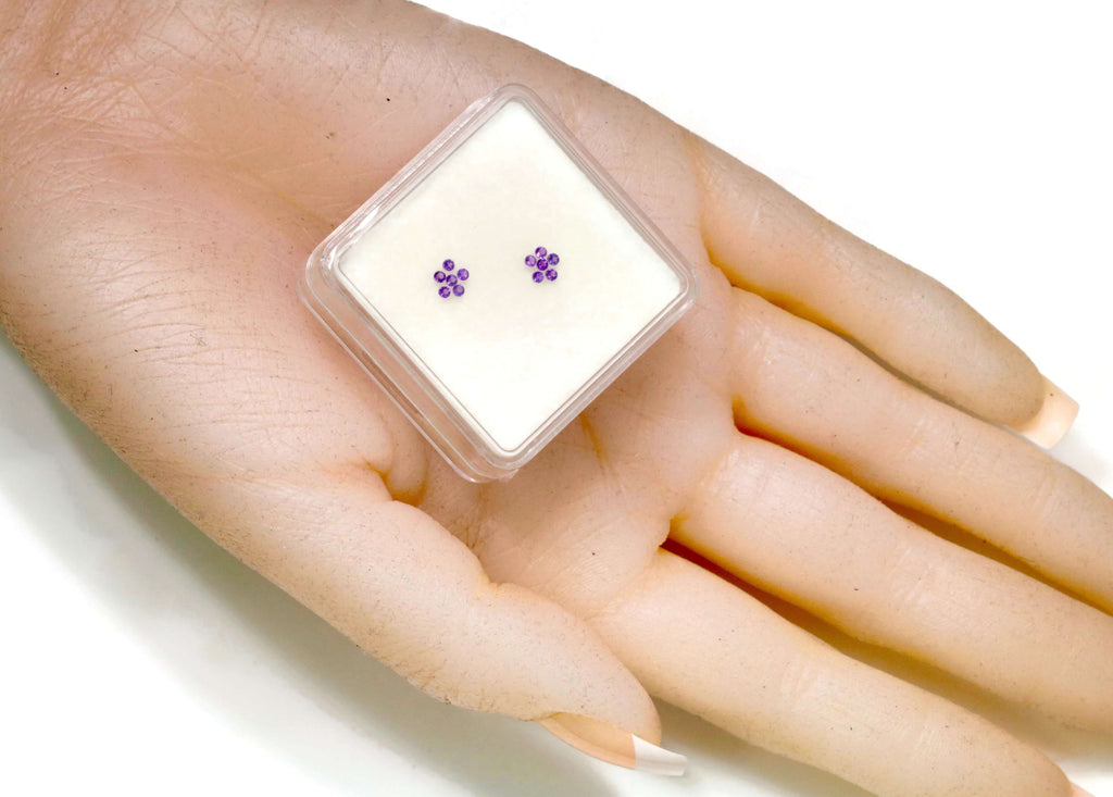 Natural Amethyst February Birthstone Amethyst gemstone Amethyst MELEE, Faceted Round 12PCS SET 1.5mm 0.20cts SKU:114646-AMETHYST-Planet Gemstones