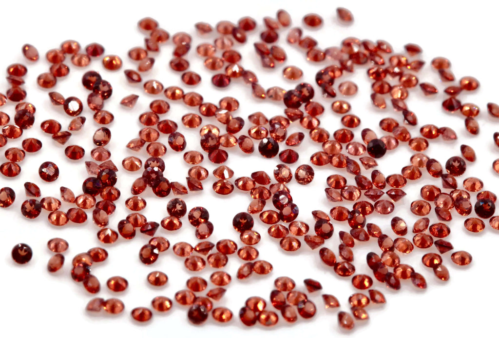 Natural Hessonite January Birthstone Hessonite Garnet gemstone Hessonite MELEE Garnet, Faceted Round 12PCS SET 1.5mm 0.20cts SKU:114647-Garnet-Planet Gemstones