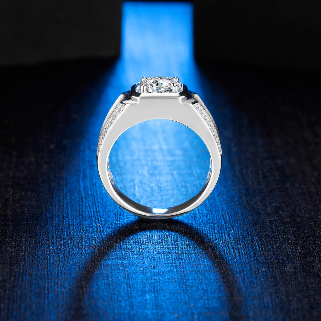 Moissanite Ring Moissanite Mens ring white Moissanite Ring Natural Moissanite Wedding Ring SKU: 6142020-Moissanite-Planet Gemstones